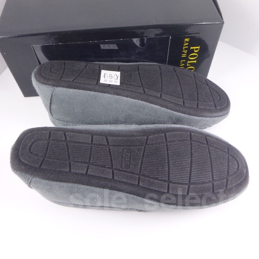 NWT Polo Ralph Lauren Moccasin Slippers Grey - Picture 7 of 7